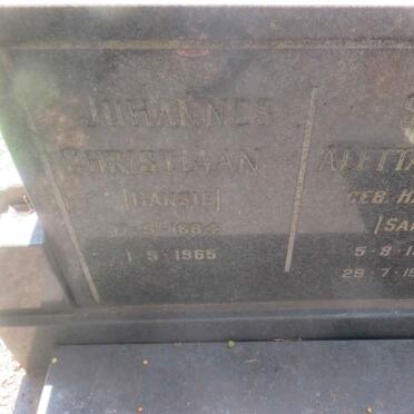 PLESSIS Johannes Christiaan, du 1884-1965 &amp; Susara Aletta Cornelia HATTINGH 1890-196?