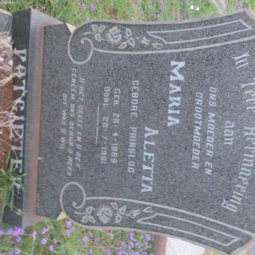 POTGIETER Maria Aletta nee PRINSLOO 1889-1981