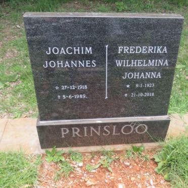 PRINSLOO Joachim Johannes 1918-1989 &amp; Frederika Wilhelmina Johanna 1923-2018