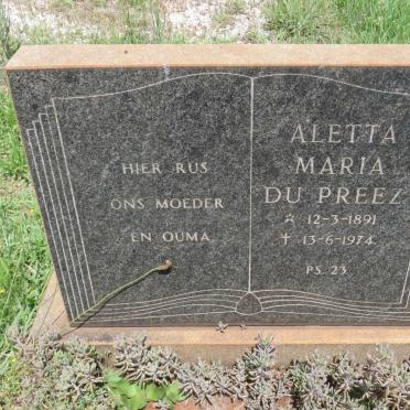 PREEZ Aletta Maria, du 1891-1974