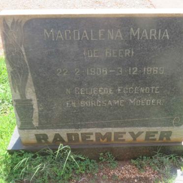 RADEMEYER Magdalena Maria nee DE BEER 1906-1969