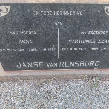 RENSBURG Marthinus Ezaias, Janse van 1910-1969 &amp; Anna 1912-1997