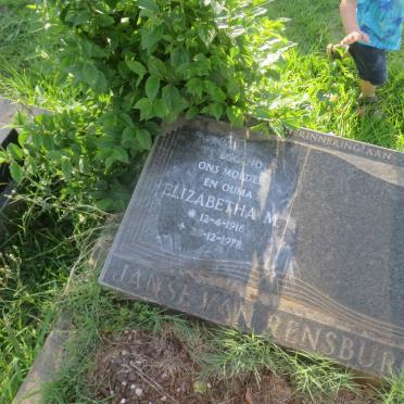 RENSBURG Elizabeth M., Janse van 1916-1978