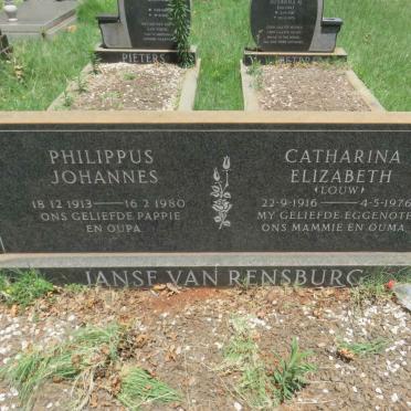 RENSBURG Philippus Johannes, Janse van 1913-1980 &amp; Catharina Elizabeth LOUW 1916-1976