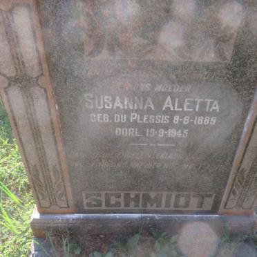SCHMIDT Susanna Aletta nee DU PLESSIS 1889-1945