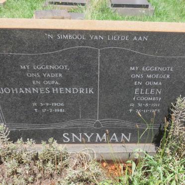 SNYMAN Johannes Hendrik 1906-1981 &amp; Ellen COOMBS 1911-1975