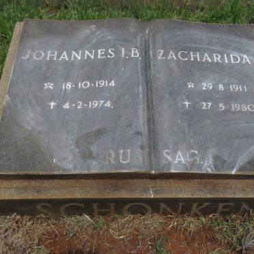 SCHONKEN Johannes I.B. 1914-1974 &amp; Zacharida M. 1911-1980
