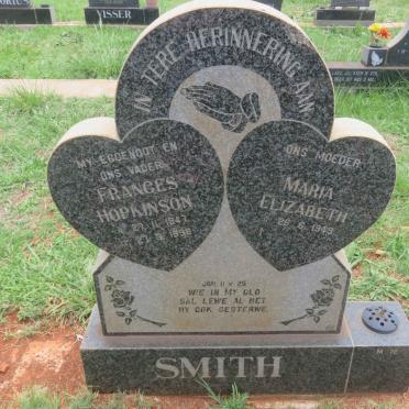 SMITH Frances Hopkinson 1947-1996 &amp; Maria Elizabeth 1949-