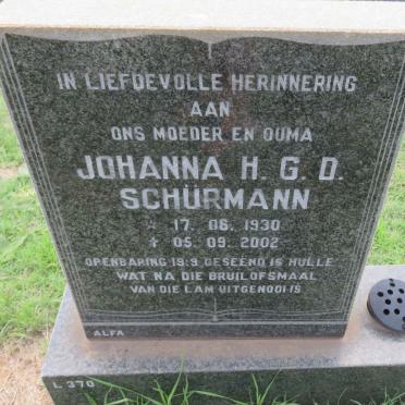 SCHÜRMANN Johanna H.G.D. 1930-2002