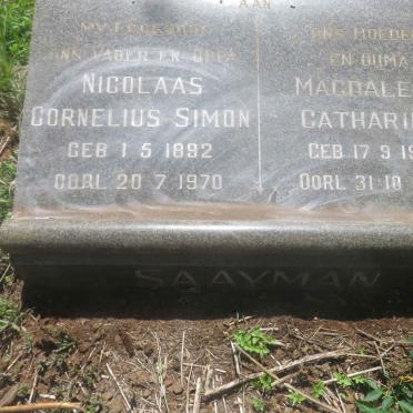 SAAYMAN Nicolaas Cornelius Simon 1892-1970 &amp; Magdalena Catharina 1900-1978