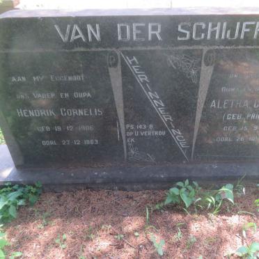 SCHIJFF Hendrik Cornelis, van der 1906-1963 &amp; Aletha Catharina PRINSLOO 1909-1995