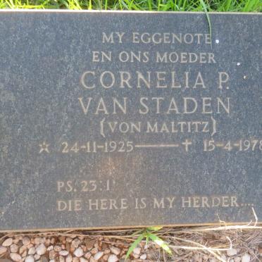 STADEN Cornelia P., van nee VON MALTITZ 1925-1978