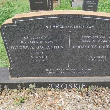 TROSKIE Diederik Johannes 1914-1973 &amp; Jeanette Catharina 1916-2009