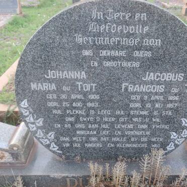 TOIT Jacobus Francois, du 1896-1957 &amp; Johanna Maria 1906-1983