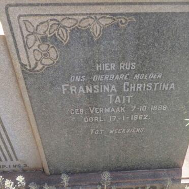 TAIT Isak Christoffel Hermanus 1888-1943 &amp; Fransina Christina VERMAAK  1888-1962