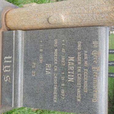 UYS Martin 1927-1977 &amp; Ria 1931-