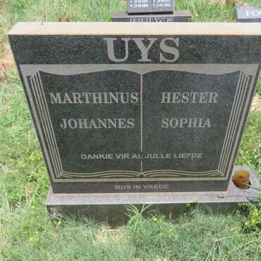 UYS Marthinus Johannes :: UYS Hester Sophia