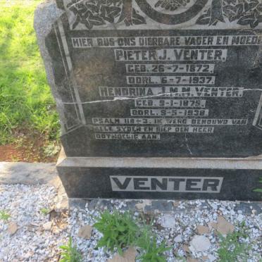 VENTER Pieter J. 1872-1937 &amp; Hendrina J.M.M. 1875-1938