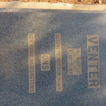 VENTER Sophia Cecilia 1921-1989