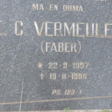 VERMEULEN E.C. nee FABER 1897-1985