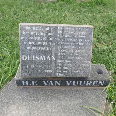 VUUREN H.F., van 1921-1998 &amp; Petronella 1929-2002