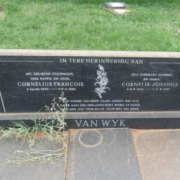 WYK Cornelius Francois, van 1933-1982 &amp; Cornelia Johanna 1939-1997