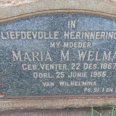 WELMAN Maria M. nee VENTER 1867-1955