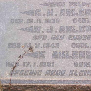 AHLERS G.H. 1830-190? :: AHLERS M.J. nee VAN EMMERIK 1842-191? :: AHLERS E. 1881-191?