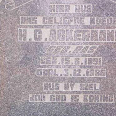 ACKERMANN H.G. nee RAS 1891-1966