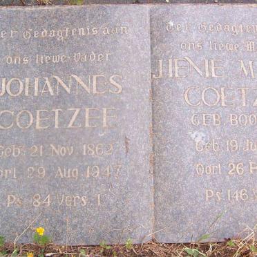 COETZEE Johannes 1862-1947 &amp; Jienie Martha BOOYSEN 1866-1953
