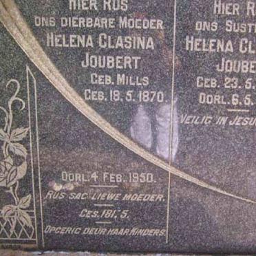 JOUBERT Helena Clasina nee MILLS 1870-1950 :: JOUBERT Helena Clasina 1906-1914