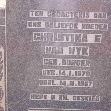 WYK Christina E., van nee BURGER 1878-1967