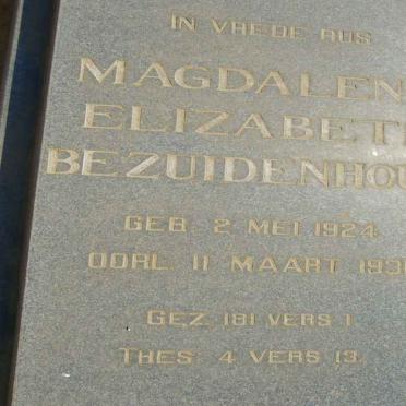 BEZUIDENHOUT Magdalena Elizabeth 1924-1931 