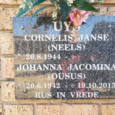 UYS Cornelis Janse 1944- &amp; Johanna Jacomina 1942-2013