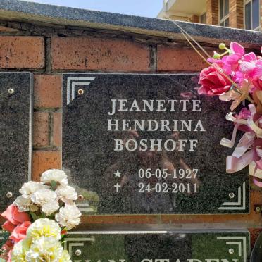 BOSHOFF Jeanette Hendrina 1927-2011