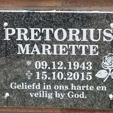 PRETORIUS Mariette 1943-2015