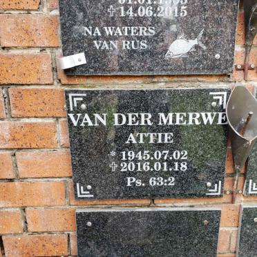 MERWE Attie, van der 1945-2016