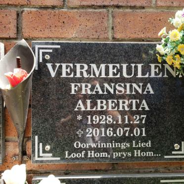 VERMEULEN Fransina Alberta 1928-2016