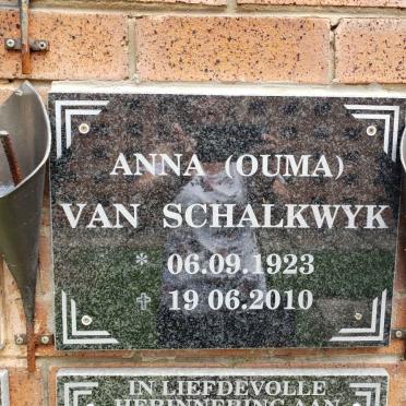 SCHALKWYK Anna, van 1923-2010