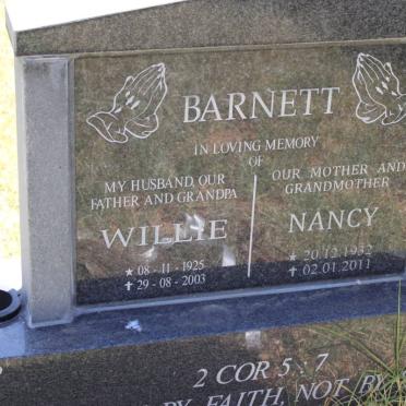 BARNETT Willie 1925-2003 &amp; Nancy 1932-2011