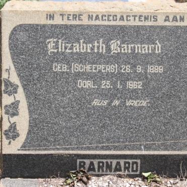 BARNARD Elizabeth geb SCHEEPERS 1889-1962
