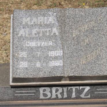 BRITZ Maria Aletta geb COETZER 1906-1980
