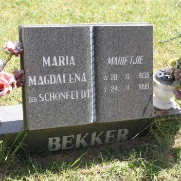 BEKKER Maria Magdalena geb SCHONFELDT 1935-1999