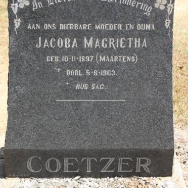 COETZER Jacoba Magrietha geb MAARTENS 1897-1963