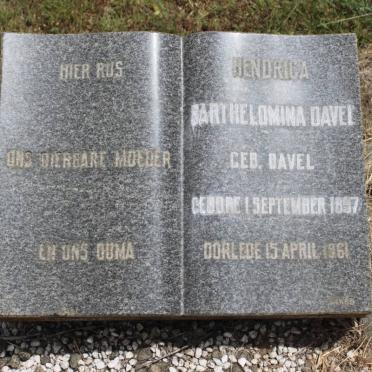 DAVEL Hendrica Barthelomina geb DAVEL 1897-1961