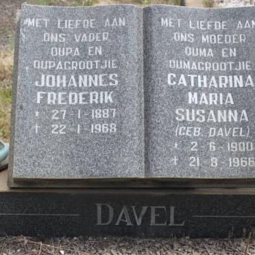 DAVEL Johannes Frederik 1887-1968 &amp; Catharina Maria Susanna DAVEL 1900-1966