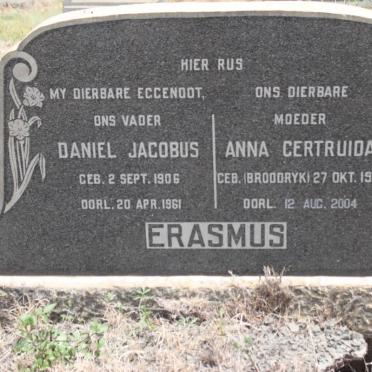 ERASMUS Daniel Jacobus 1906-1961 &amp; Anna Gertruida BROODRYK 1913-2004