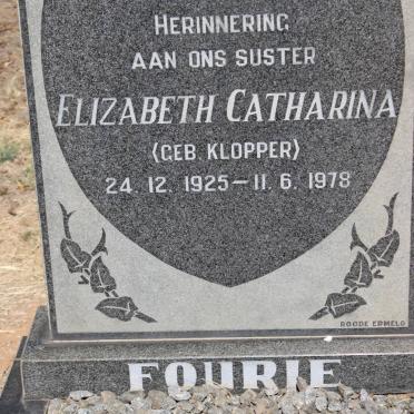 FOURIE Elizabeth Catharina nee KLOPPER 1925-1978