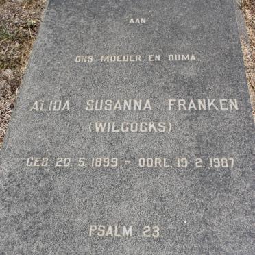 FRANKEN Alida Susanna geb WILCOCKS 1899-1987