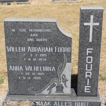 FOURIE Willem Abraham Foord 1915-1974 &amp; Anna Wilhelmina 1921-1989